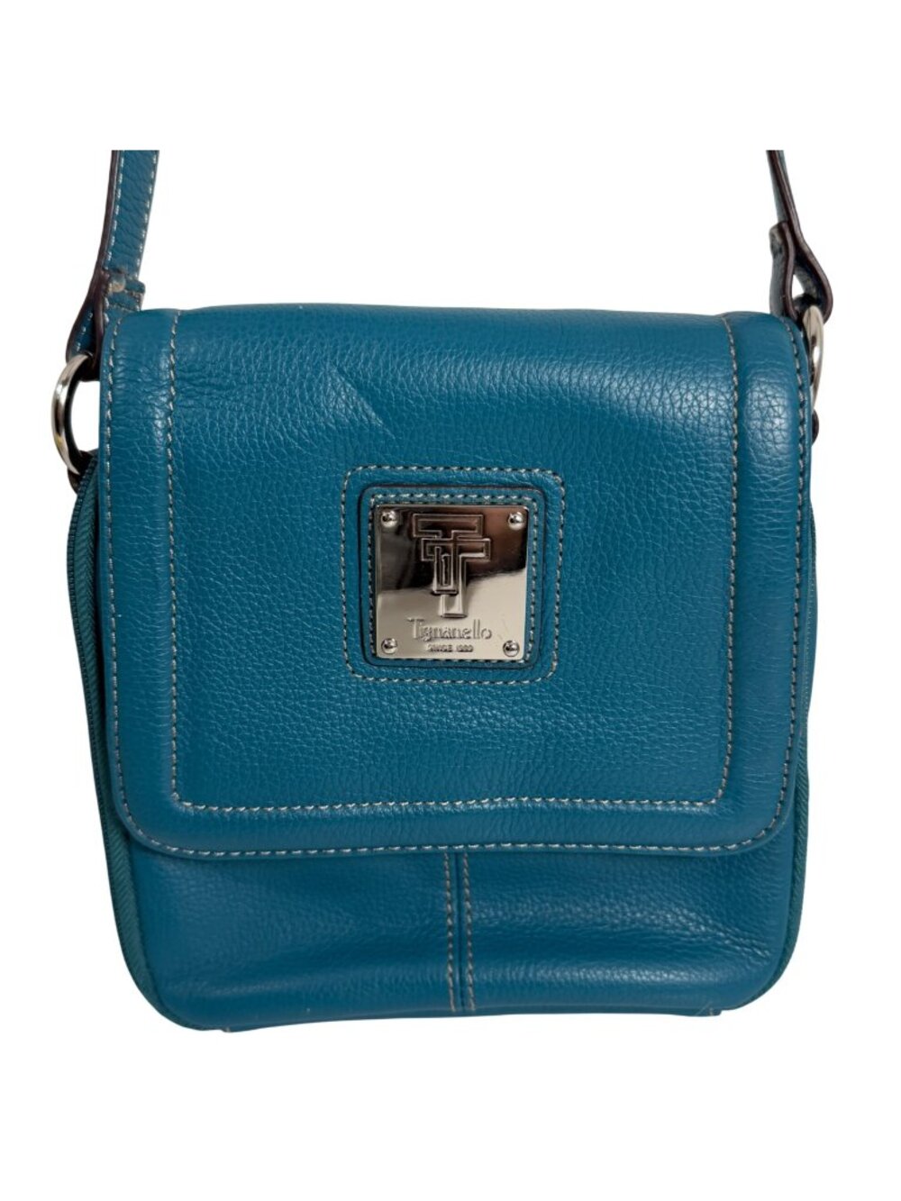 Tignanello-Teal Leather Single Strap Shoulder Crossbody Travel Bag Purse EUC